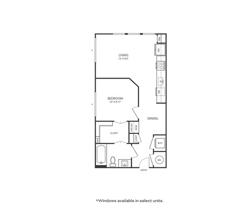 Floor plan of a studio apartment